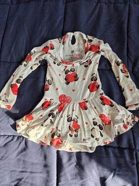 Bums & Roses White Dress with Red Heart Panda Print